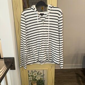 Talbots Navy and White Striped Hoodie